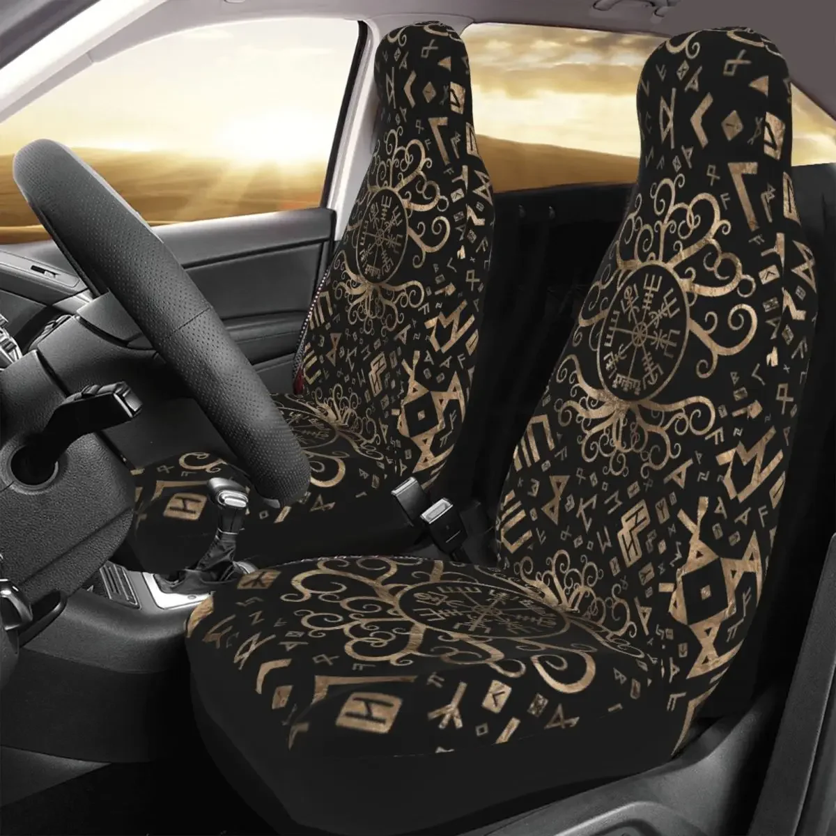 Tree Of Life Yggdrasil Runes Viking Universal Car Seat Cover Four Seasons Vikings Valhalla Car Seat Covers Fiber Car Styling