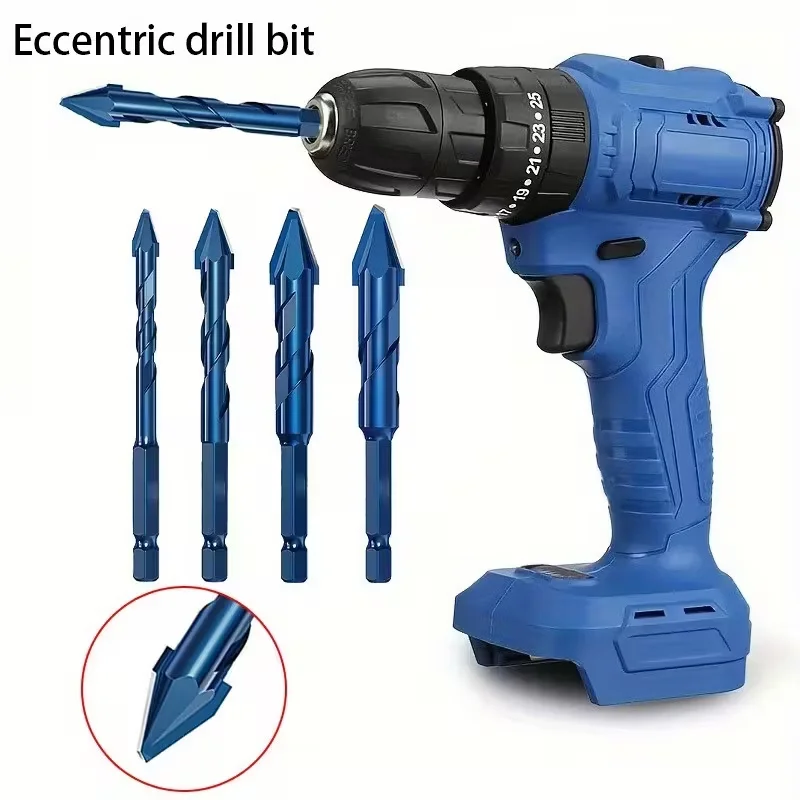 4PCS high-Hardness Skew Head Eccentric Drill Bits For Tiles/ Glass/Metal/Wood Drilling Tools 6-12mm Drill Bits Set