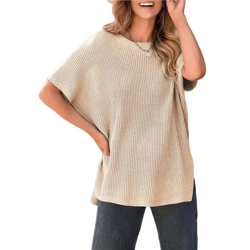 

Женские топы CYL: свитер с круглым вырезом и коротким рукавом, повседневная туника, летние свитера для женщин