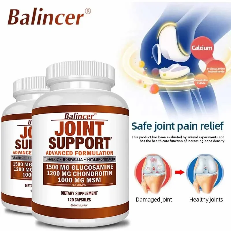 60/120 Glucosamine & Chondroitin & MSM 3-in-1 Capsules - Joint Health Support Supplement - Non-GMO, Vegetarian Capsules