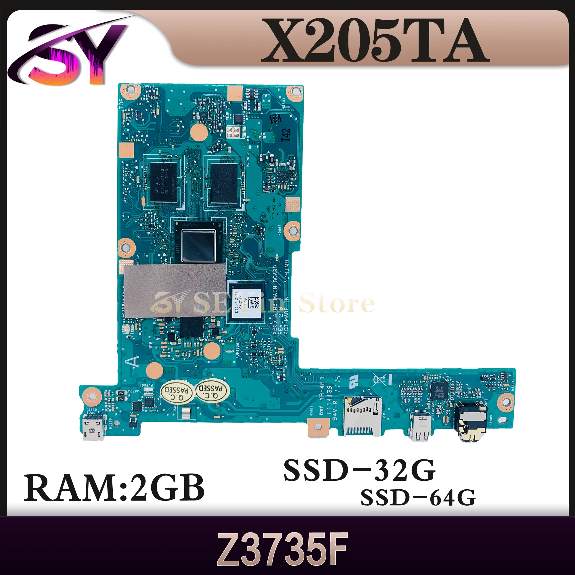 

Maintherboard X205TA For ASUS EeeBook X205 X205T X205TAW Laptop Motherboard Z3735F 2GB-RAM 32G/64G-SSD Notebook Mainboard