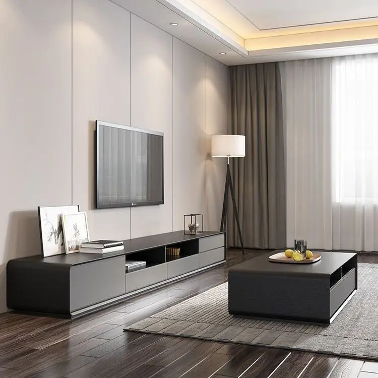 

New TV cabinet coffee table combination small apartment light luxury living room home floor TV cabinet integrated simple and mod