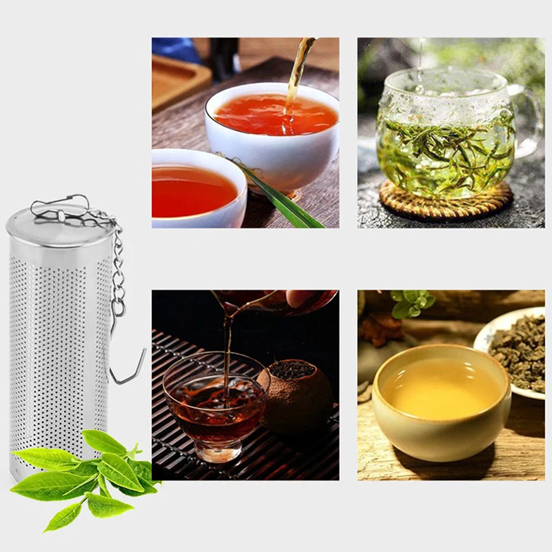 Tea Infuser Tea Ball Tea Leaves Mesh Strainers Stainless Steel Particle Filters Chain With Hook Spice Filters Kitchen Accessorie