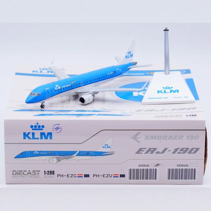 Cityhopper de KLM de cadeau d'avion à collectionner de l'alliage XX20412 ailes de JC 1:200 "Skyteam" ERJ 190-100STD modèle de jet d'avion moulé sous pression PH-EZG