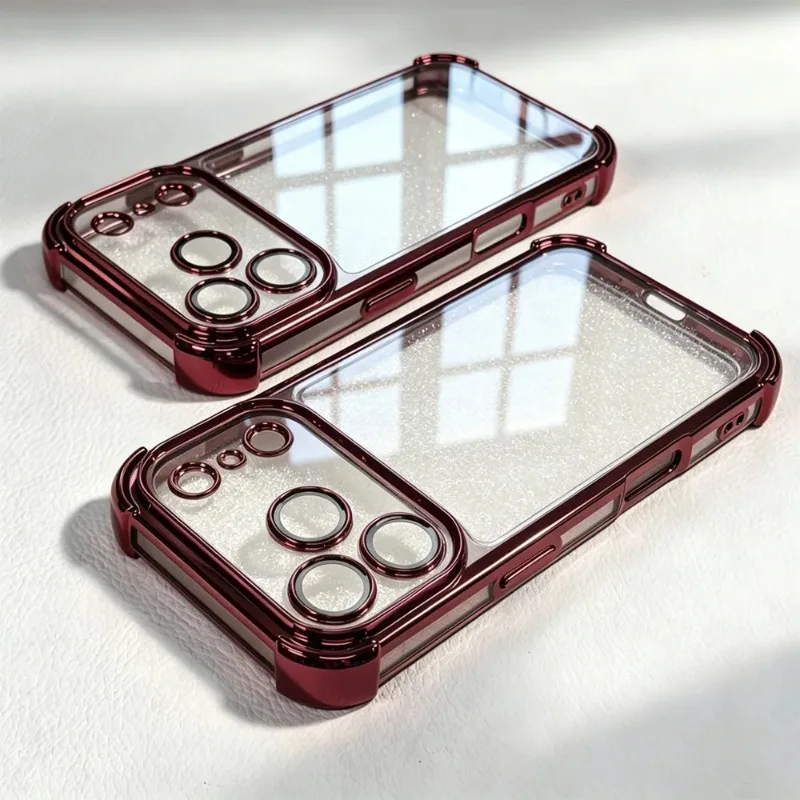Luxuriöse, galvanisierte, stoßfeste, transparente Handyhülle für iPhone 18 Pro 17 15 14 13 12 16 Pro Max mit Linsenschutzfolien und transparentem Bumper. – Detail 3