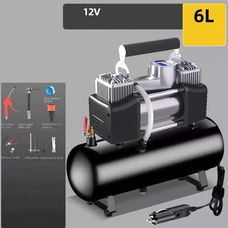 Air compressor car air pump 12V/220V 2.5L/4L/6L portable tire inflator electric motorcycle pump small air compressor