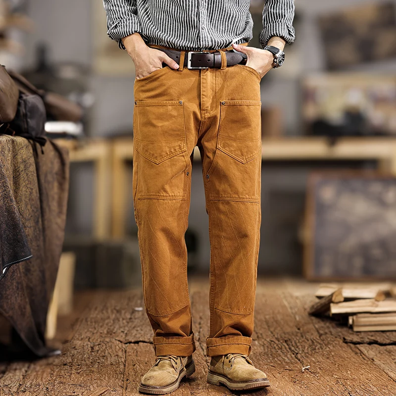 Mens Baggy Pants Men Loose Casaul Pants Fashion Pockets Desinger Patch Men's Luxury Trousers Dad Wide Leg Pants Dark Brown