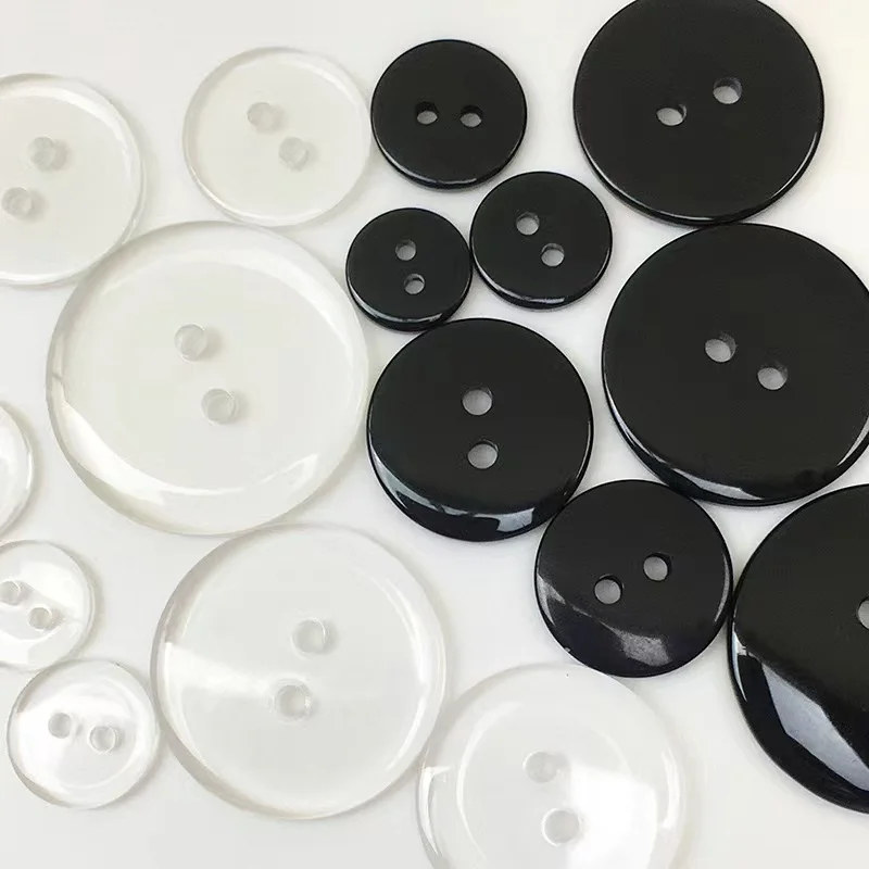 Transparent/Black/White 2-Holes resin Plastic Buttons 9-25mm Apparel Supplies Sewing Accessories