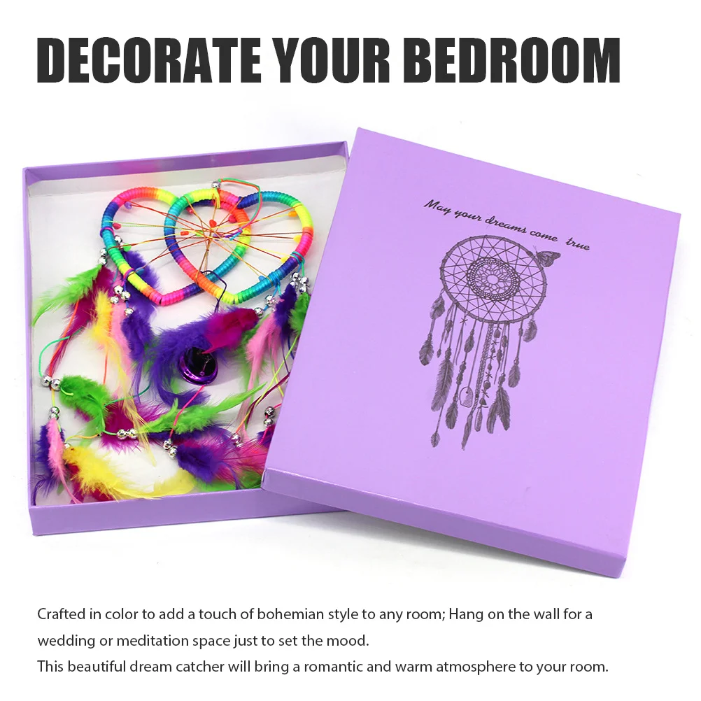 

Heart Shaped Plume Dreamcatcher Wall Hanging Decor Ornament For Valentine'S Day Bedroom Home Party Hanging Decoration Handmade