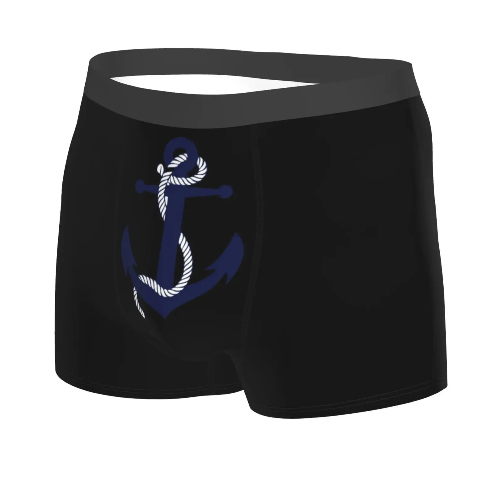 Blue and White Anchor with Rope Print Man's Boxer Briefs Breathable Funny Underwear High Quality Print Shorts Gift Idea