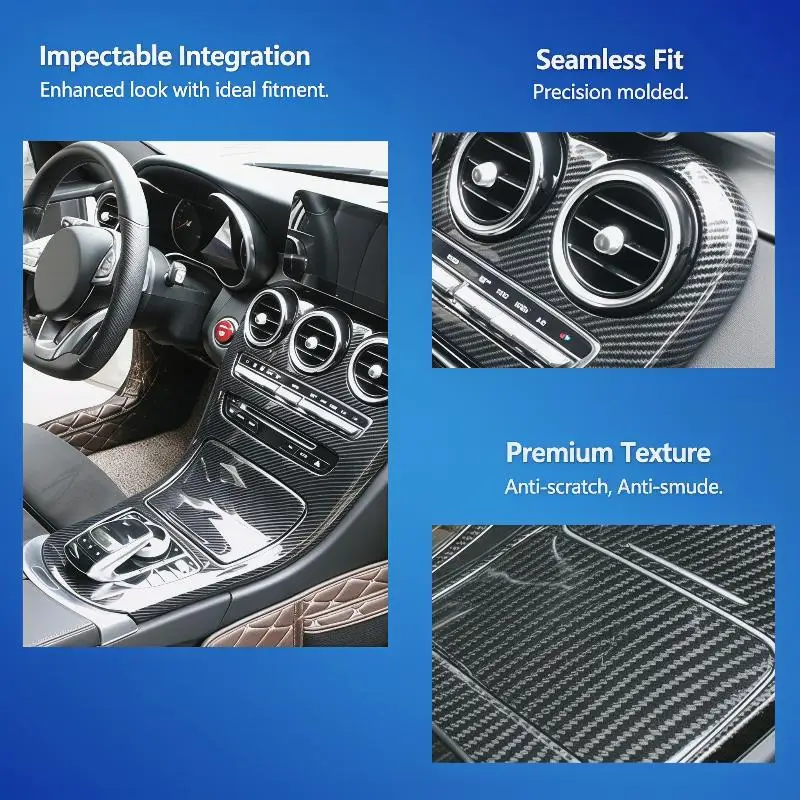 

Car Center Console Trim Protective Film Car Center Console Gear Shift Panel Cover Trim Sticker For 15-18 Short Shift C Class