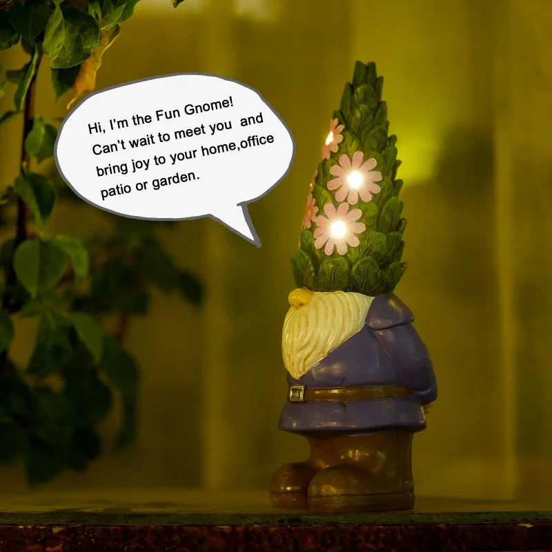 

Solar Powered Gnome Statue with LED Lights and Succulent Outdoor Decor Auto On at Night Unique Gift for Garden Patio Yard