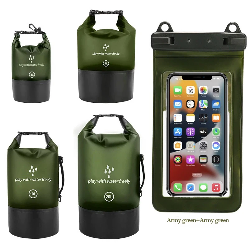 

Водонепроницаемый рюкзак 10л/20л, защищенный от песка, пляжные сумки, ткань с ПВХ покрытием для сумки, чехол для телефона, водонепроницаемый дорожный комплект для водных видов спорта