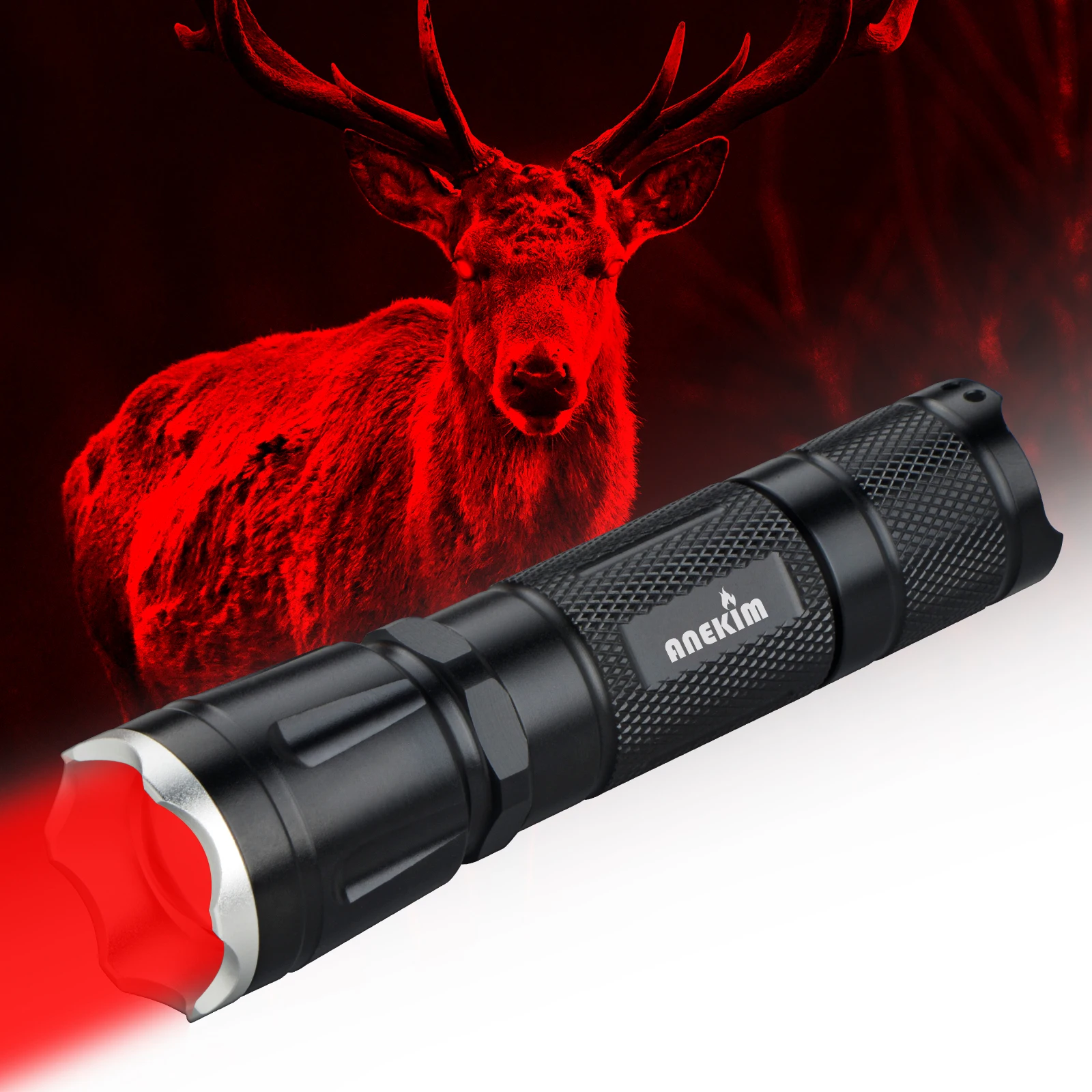 ANEKIM Zoom LED Red Torch X Series, 400M Long Distance for 18650 USB Rechargeable Kit Tactical Hunting Flashlight