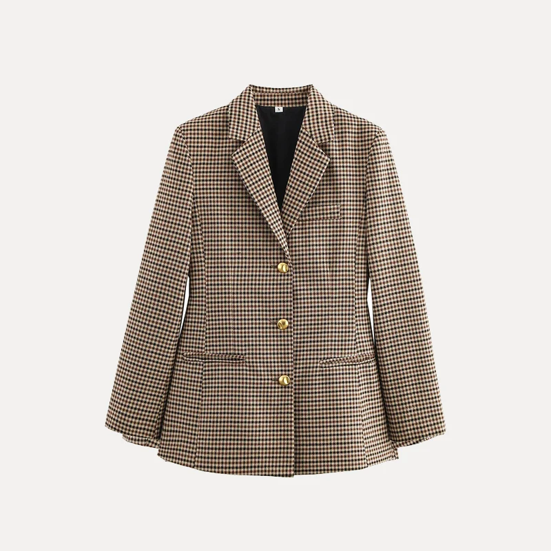 Elegant Slim Fit Plaid Texture Suit Jacket for Women Spring 2025 New Arrival ZADATA Brand Ladies Premium Quality Outerwear