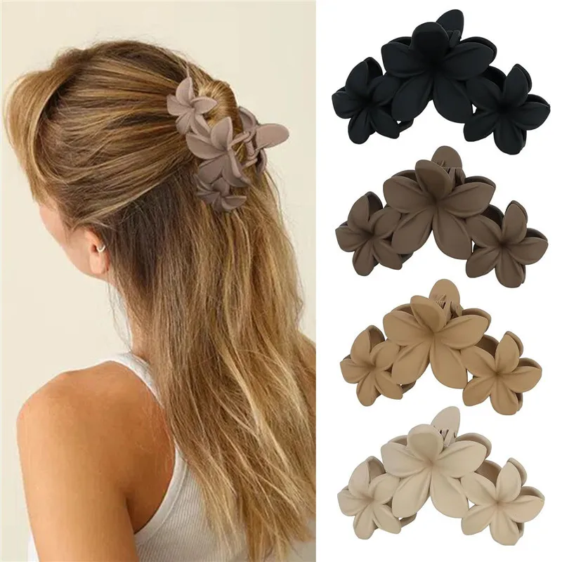 

4PCS Flower Hair Clip Female Vintage Temperament Versatile Plate Hair Clip Headdress Frosted Shark Clip Grab Clip Hair Accessori