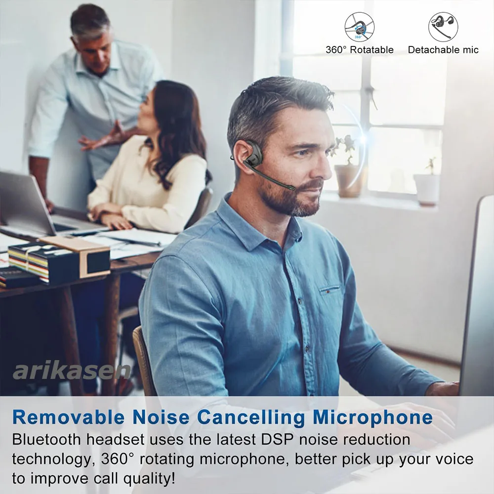 Drahtlose Bluetooth-Headsets mit abnehmbarem Mikrofon-Stumm schalt knopf mit offenem Ohr für das Geschäfts büro von Mobiltelefonen