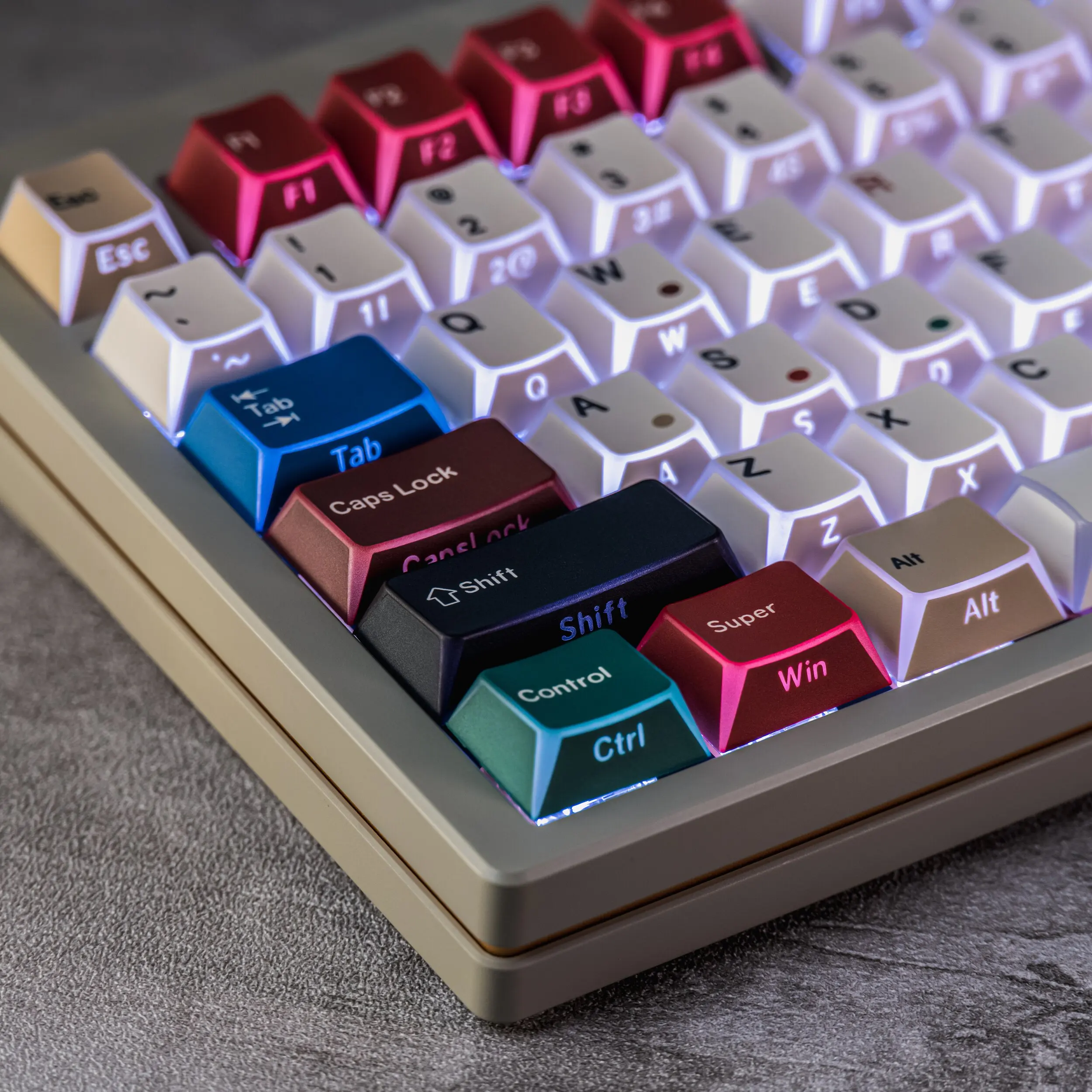 Light Shadow Mixed Lighting Side-Printed Edge Shine-Through PBT Dye-Sublimation Keycaps Cherry Profile Ergonomic Keyboard