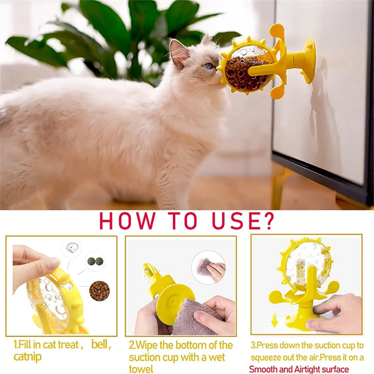 C Dog Puzzle Toys Interactive Cat Slow Feeder Windmill Treat Dispensing Dog Toys with Powerful Suction Cup Pet Treat Toy