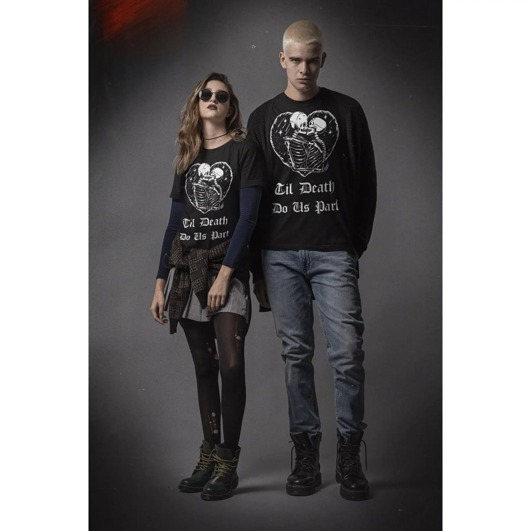 أزياء الهياكل العظمية للهالوين هدية الذكرى السنوية المطابقة القوطية حتى الموت