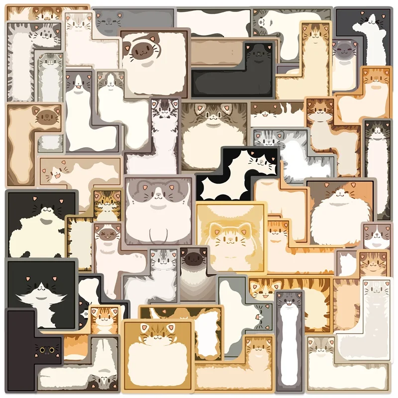 

10/30/50PCS Cartoon Cube Cat PVC Sticky Sticker Aesthetic DIY Children's Decoration Scrapbooking School Supplies for Kids