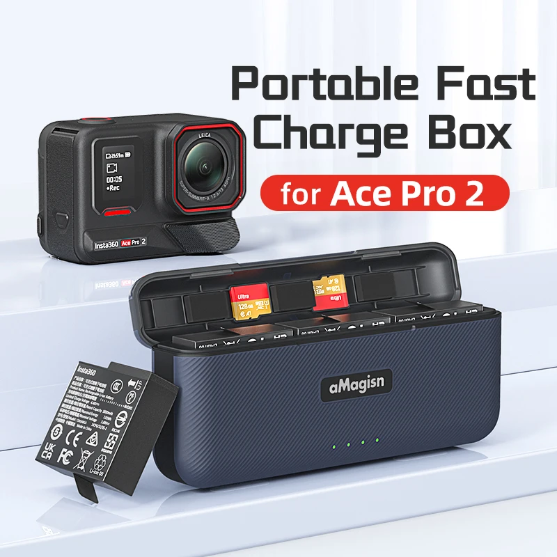 

Трехходовой концентратор для зарядки аккумулятора для Insta360 Ace Pro 2, коробка для быстрой зарядки аккумулятора для Insta360 Ace Pro 2, аксессуары для камеры