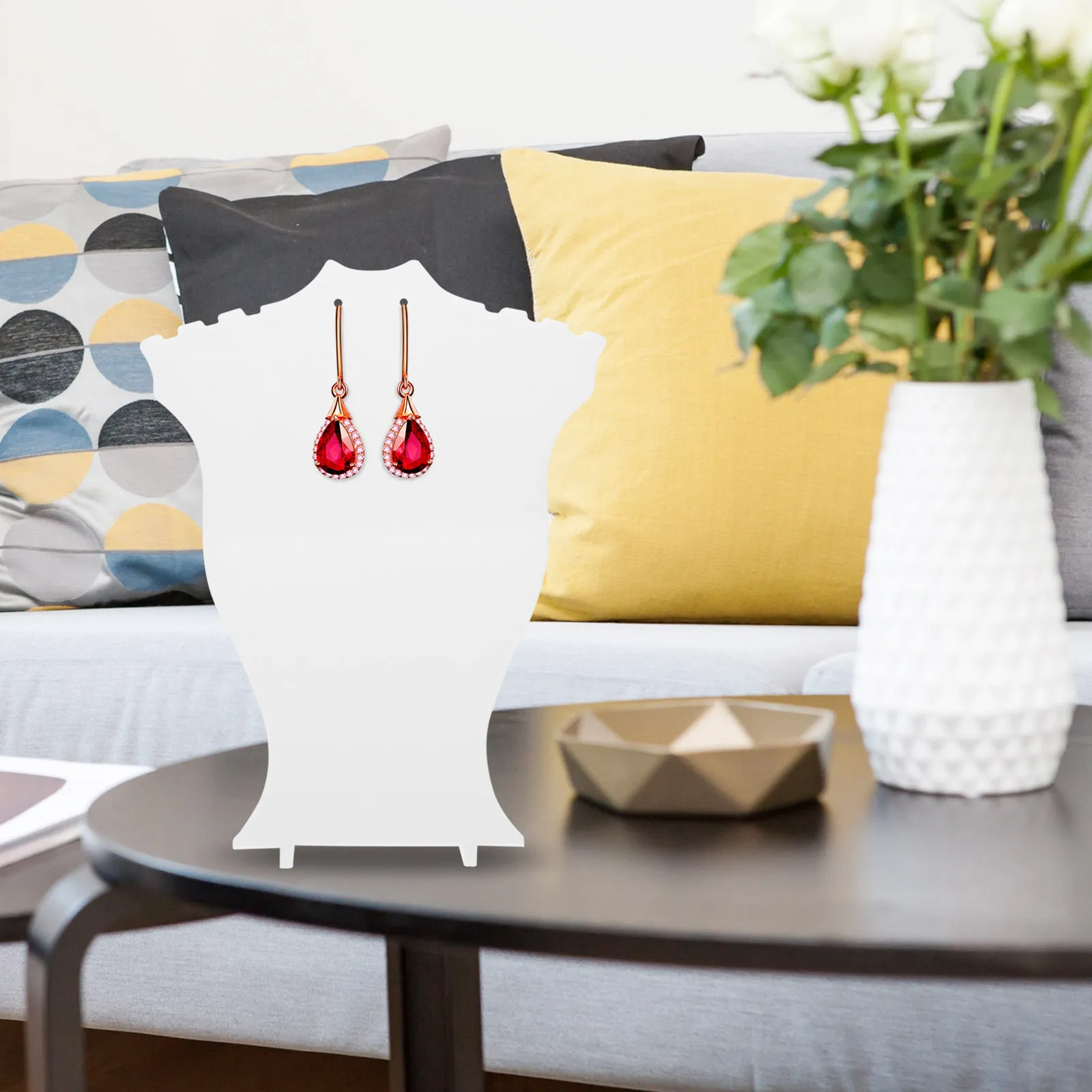 

Premium Plastic Earring and Necklace Display Stand Jewelry Organizer Rack for Home Store Decoration Photo Props Stable Holder