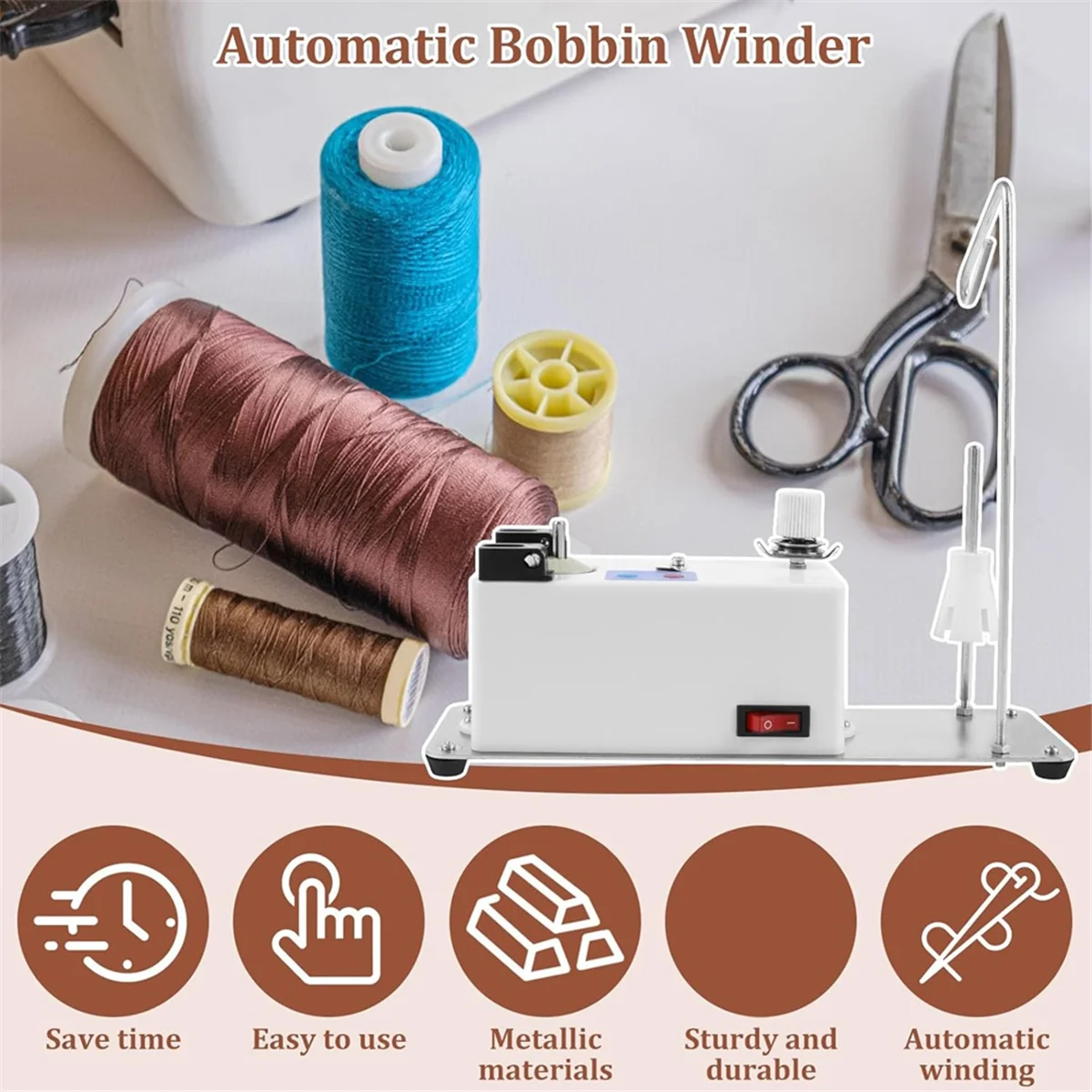 

AB06 Automatic Bobbin Winder,Electric Yarn Winder, Electric Bobbin Winding,Electric Bobbin Winder for Sewing Machine US Plug