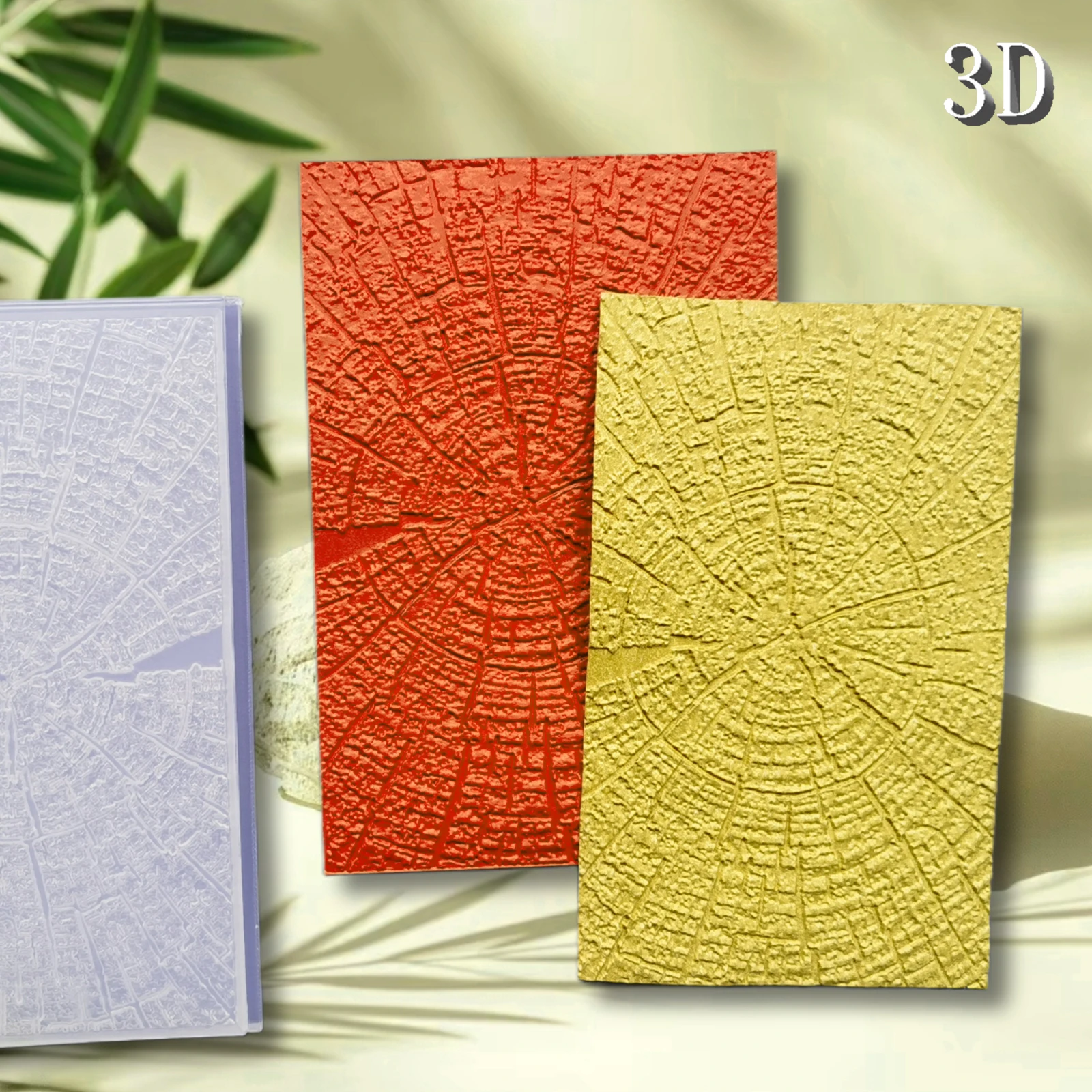 Textura única: diseño estético de anillos de árbol Carpeta en relieve 3D, utilizada para impresión de tarjetas de visita y álbumes de recortes - Plast duradero