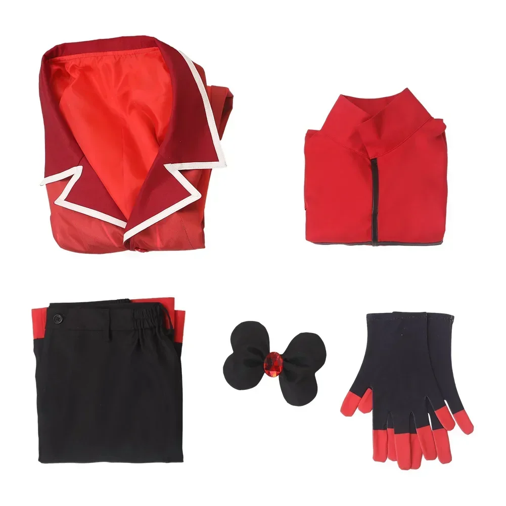 Alastor Cosplay Set – Fantasy Gloves & Bow Tie Outfit for Adult Men Halloween Roleplay / Hotel Disguise Costume