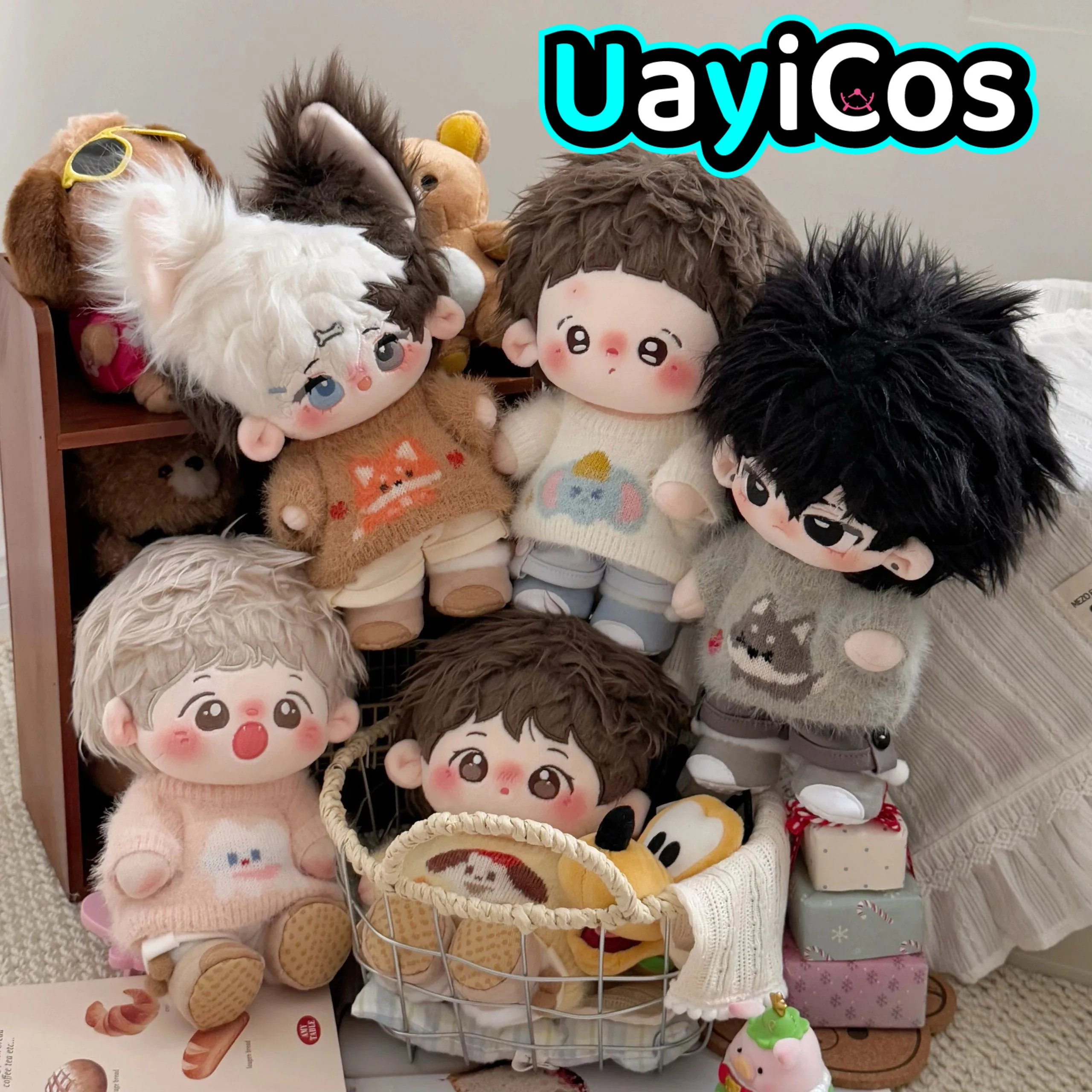

In stock 20cm Doll Clothes Sweater Scarf Hat Bag Pants Shoes Animal Cartoon Clothing Suit Stuffed Plushies Doll Anime Toy Kids