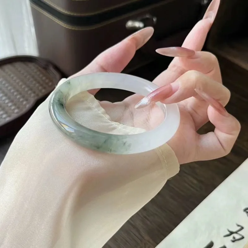 High Ice Ancient Style Noble Consort Landscape Bracelet Light Luxury Hot Selling Tianshan Cui Ink Danqing Bracelet for Women