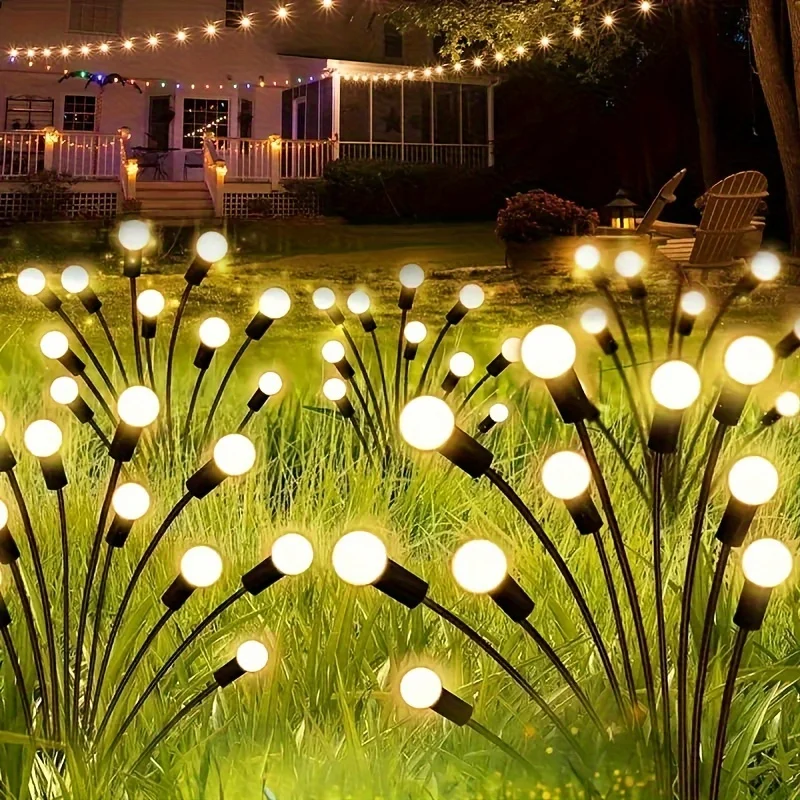 

2/4/6/8/10pc Solar Firefly String Lights 8 LED Outdoor Garden Pathway Lights Solar-Powered Decorative Lighting for Patio Yard