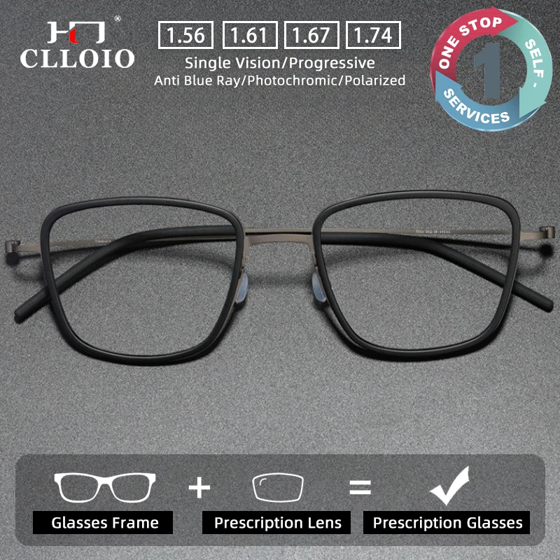 

CLLOIO Durable Ultralight Screwless Titanium Prescription Glasses Blue Light Blocking Myopia Glasses Progressive Reading Eyewear