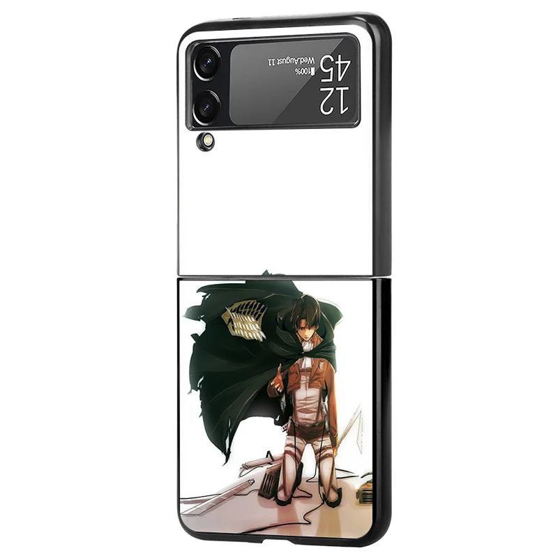 Hard Case for Samsung Z Flip6 Flip5 Flip4 Flip3 5G High-quality Attack On Titan Mikasa Galaxy ZFlip 6 5 Black Phone Cases Cover