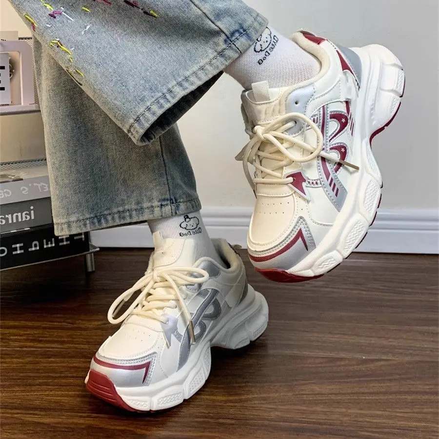 

Women's 2025 Winter Retro Style Thick Sole Chunky Sneakers Faux Fur Lined Thickened Versatile Trendy Height Increase Footwear