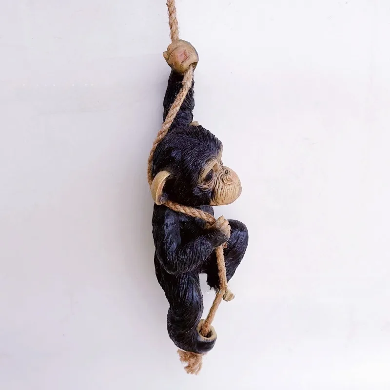 Cross-border, Spring Garden Animals Chimpanzee Hanging Animals Climbing Tree Pendant Resin Crafts Statue Decoration