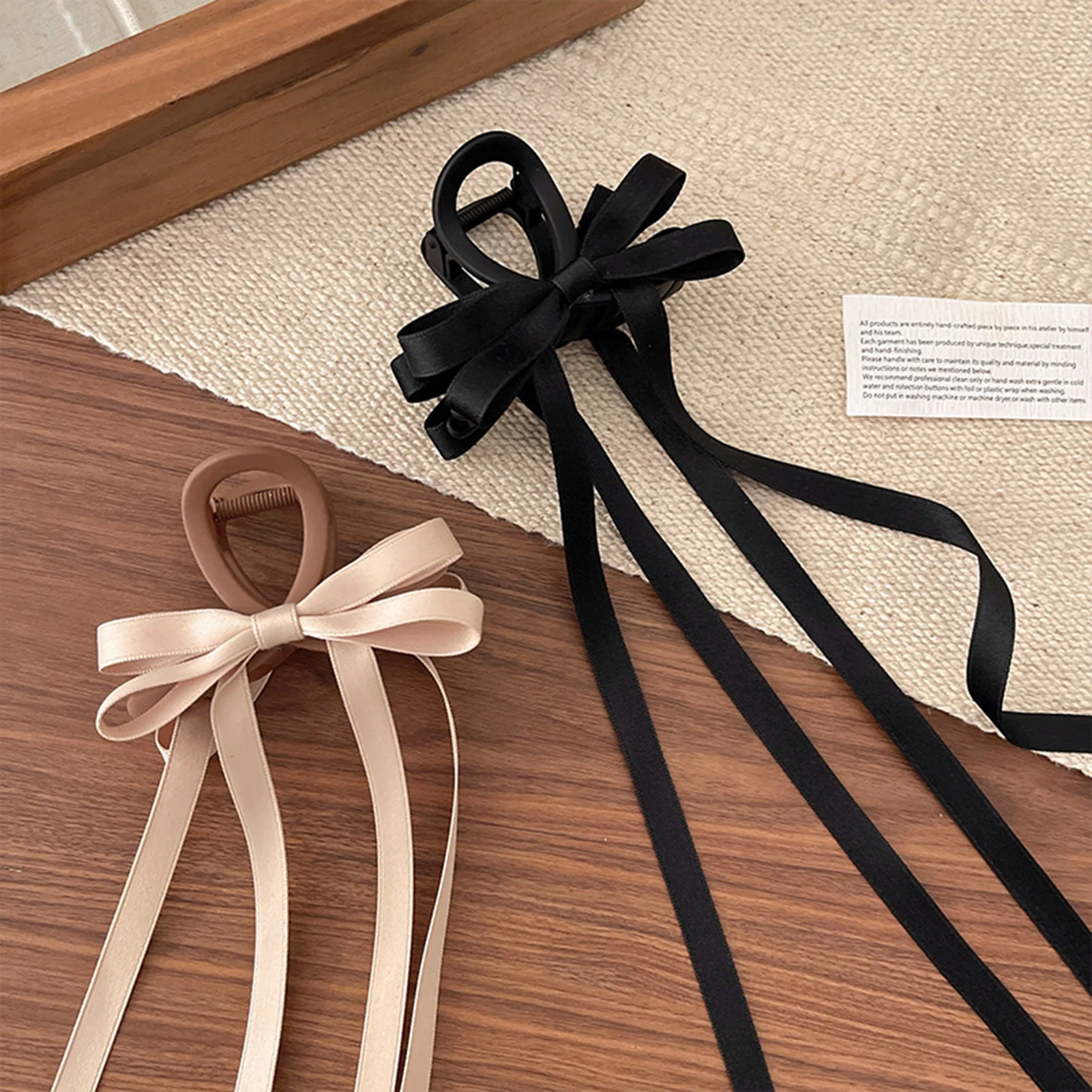 مشابك شعر كبيرة مع شريط طويل للنساء من الراتنج مشبك شعر كلاسيكي إكسسوارات شعر كلاسيكية غير قابلة للانزلاق حامل قوي