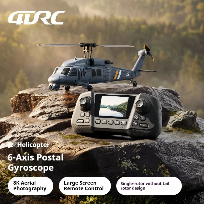 4DRC L2 RC Helicopter Military Black Hawk Apache With 8K HDR Aerial Camera Single Propeller Built In Screen Toy For Boys Kids