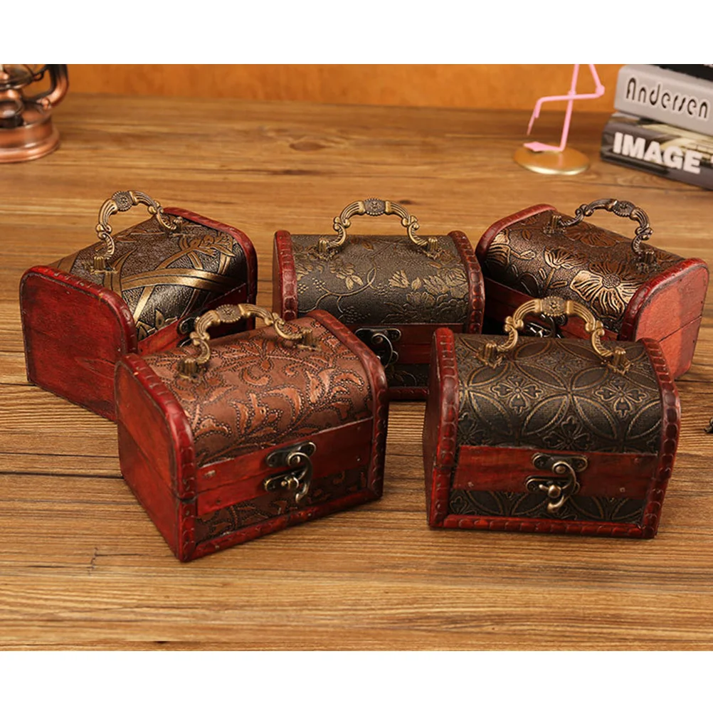 1Pcs Wooden Vintage Storage Box Large Retro Desktop Organizer Blue Style Sundries Container for Jewelry