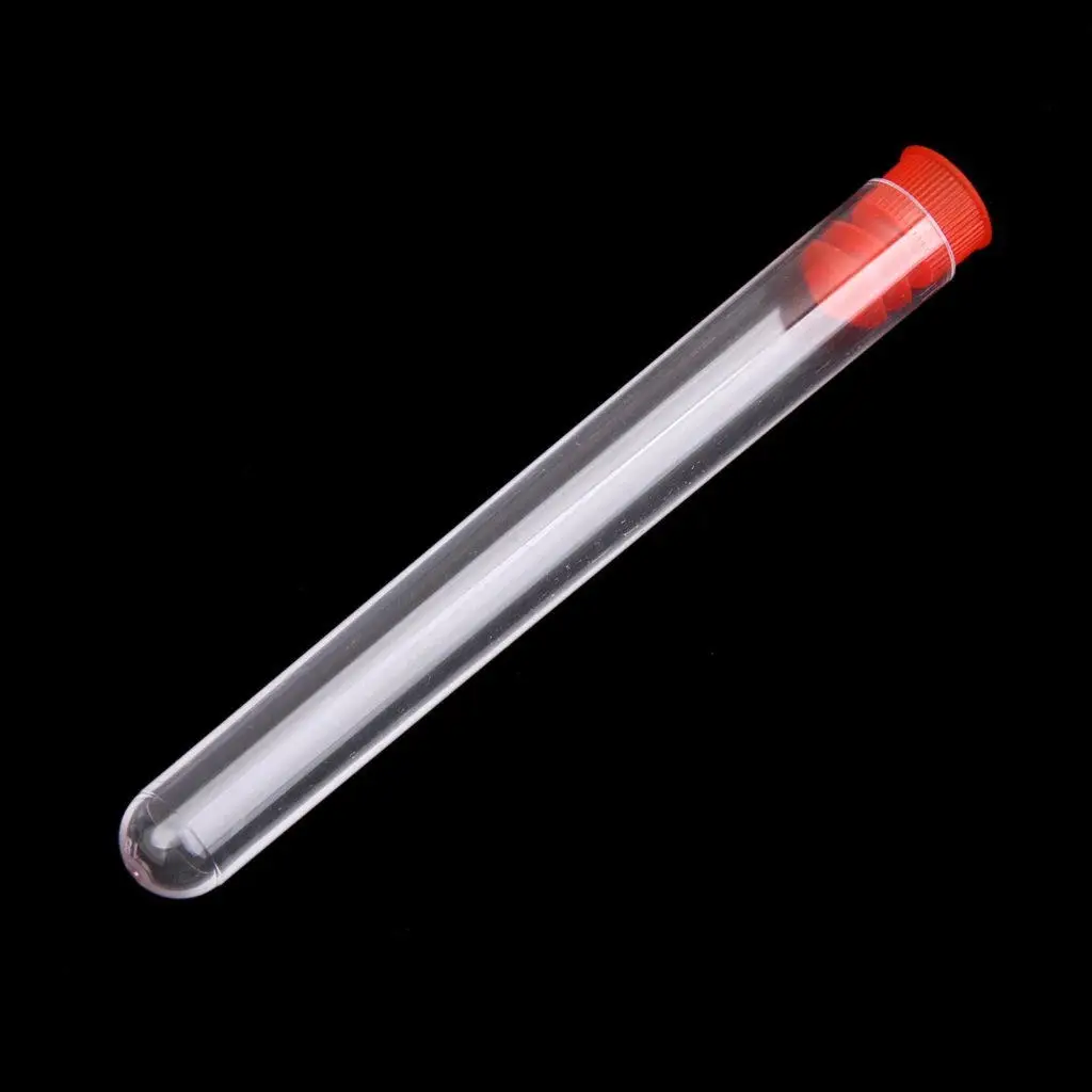 20Pcs Plastic Test Tubes Non-Graduated Red Leakproof Round Bottom Screw Caps 75x12mm for Laboratory Samples Food Coloring Craft