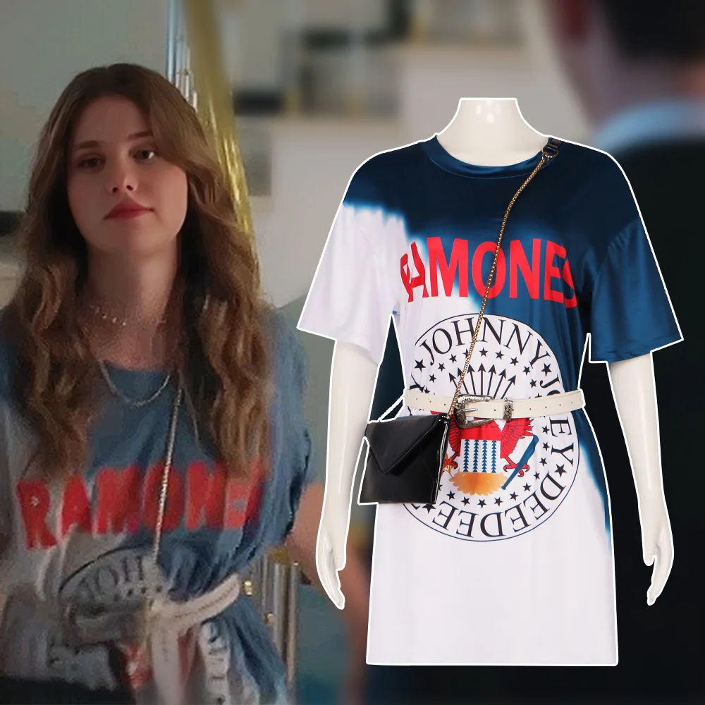 فيلم جديد نوح كوسبلاي للنساء جرافيتي أزياء غير رسمية تي شيرت طويل حقيبة بحزام أزياء حفلات الهالوين