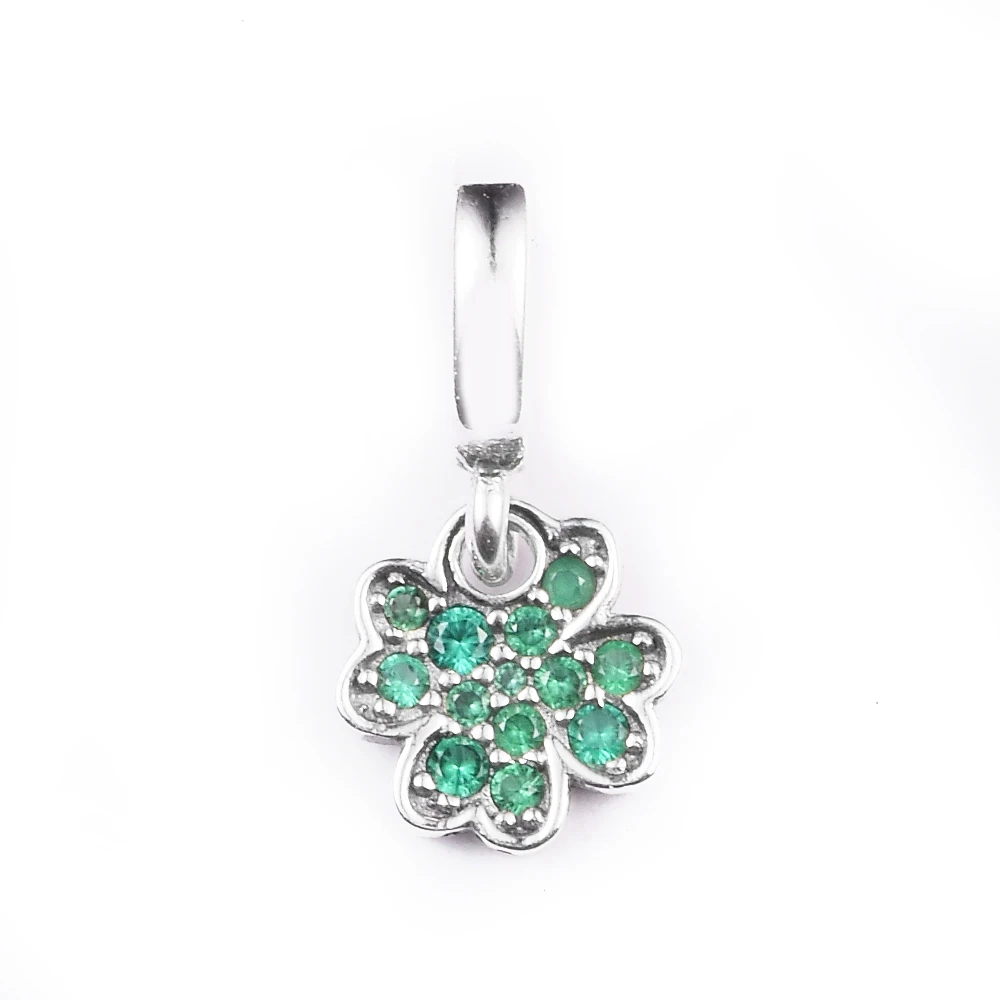 

Four Leaf Clover Dangle Charm Crystals Wedding Anniversary Mother Kids 100% Real Silver S925 Sterling Beads For Jewelry Making