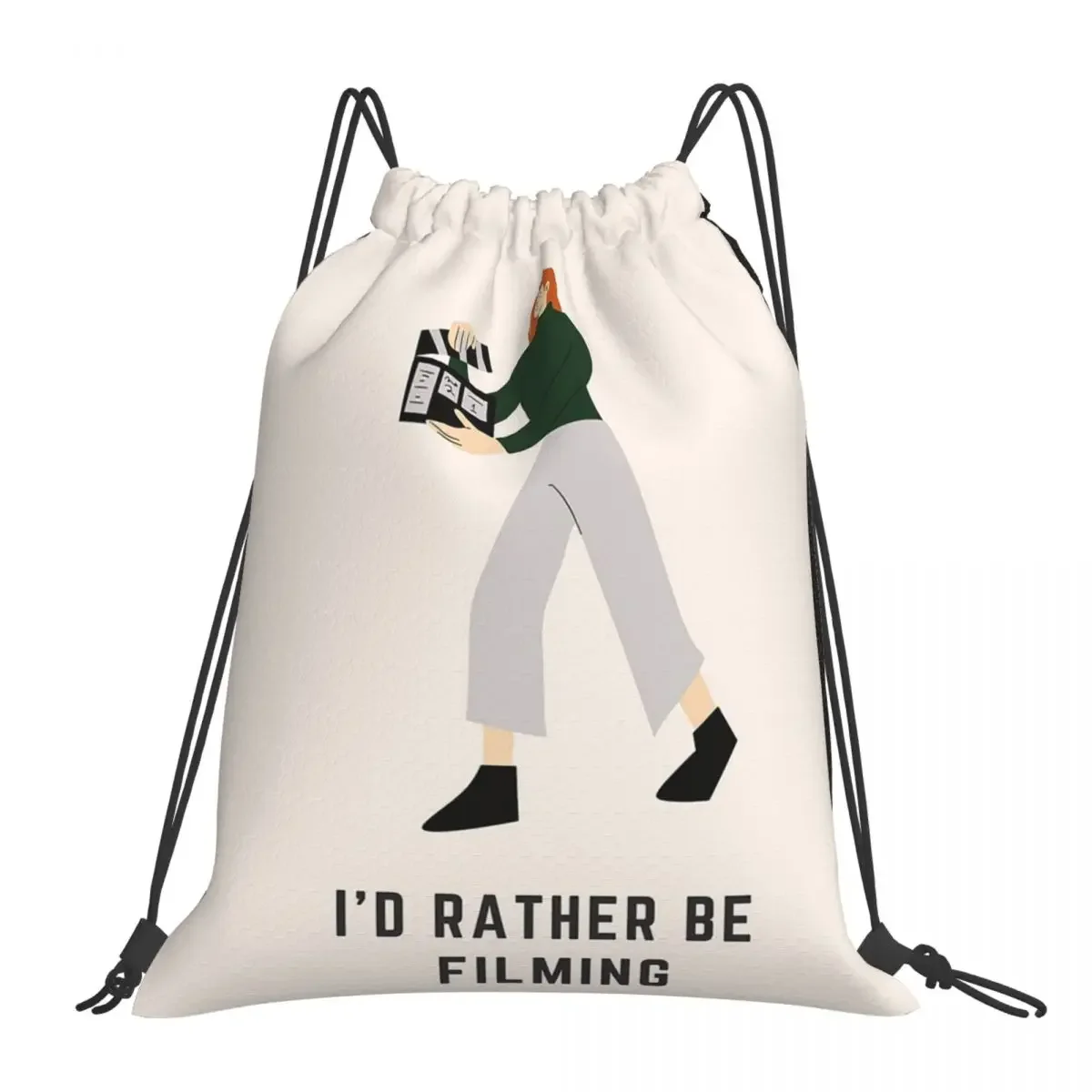 

I'd Rather Be Filming Backpacks Portable Drawstring Bags Drawstring Bundle Pocket Sports Bag BookBag For Man Woman Students