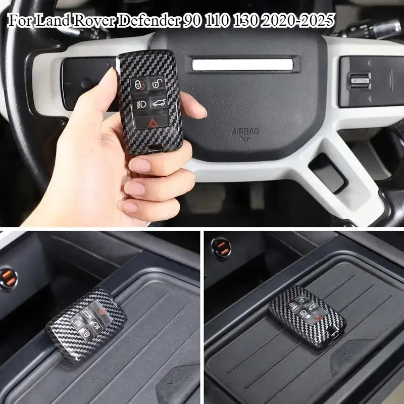 لاند روفر المدافع 90 110 130 2020-2025 ABS ألياف الكربون مفتاح السيارة قذيفة غطاء الكسوة اكسسوارات السيارات #1