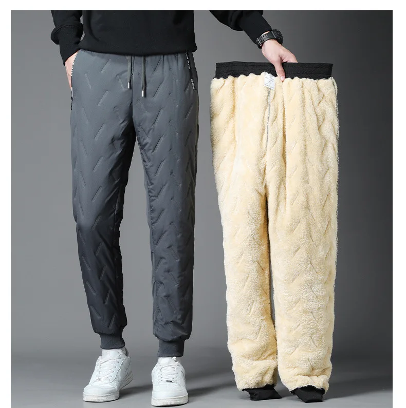 Luxus Marke männer Hosen Warme Plus Samt Verdickt Sport Winddicht Casual Hosen Große Größe Jogginghose Baggy – Detail 16