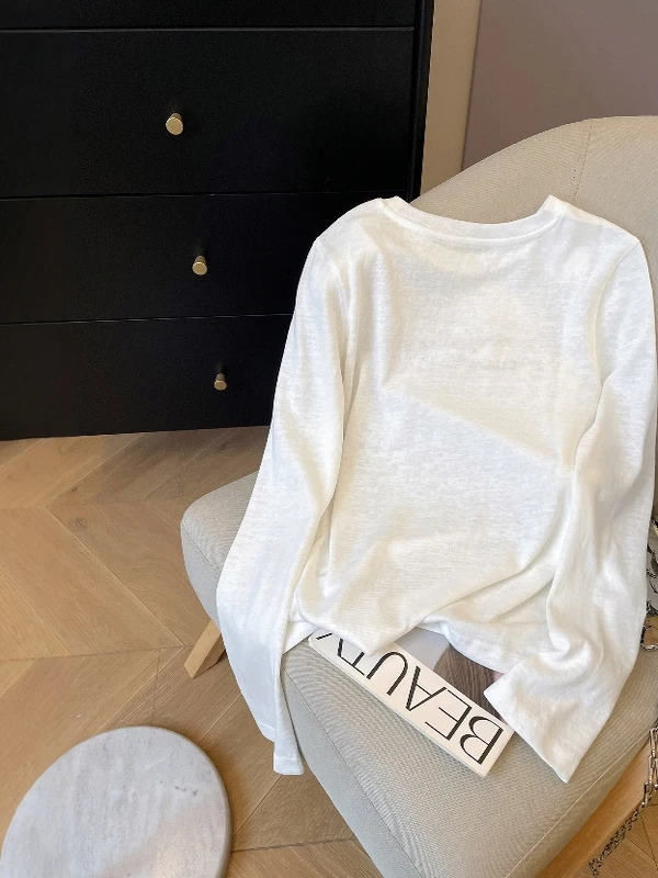 Camiseta larga de talla grande 300 Pou Fat MM para primavera y otoño, camiseta fina de algodón con copos de nieve, protección solar, Top holgado Simple con letras