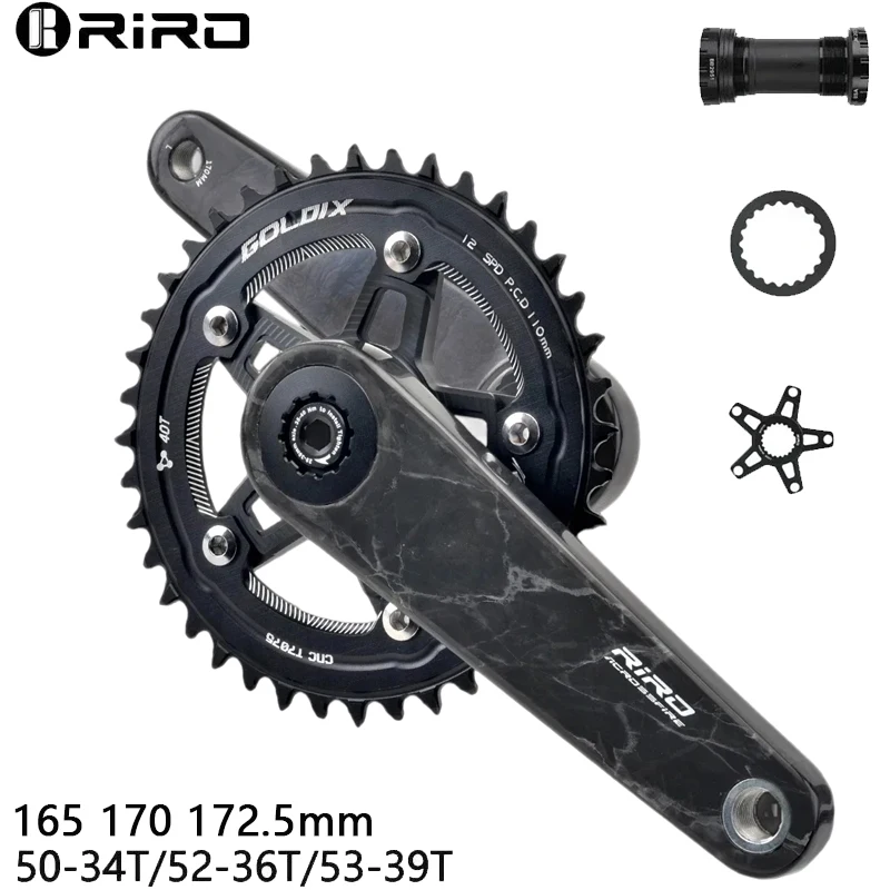 

RIRO Carbon Fiber Crank 29MM Road Bike MS Direct Mount/110/130BCD 11/12 Speed 50-34/52-36/53-39T Bicycle Bicycle Chain Wheel
