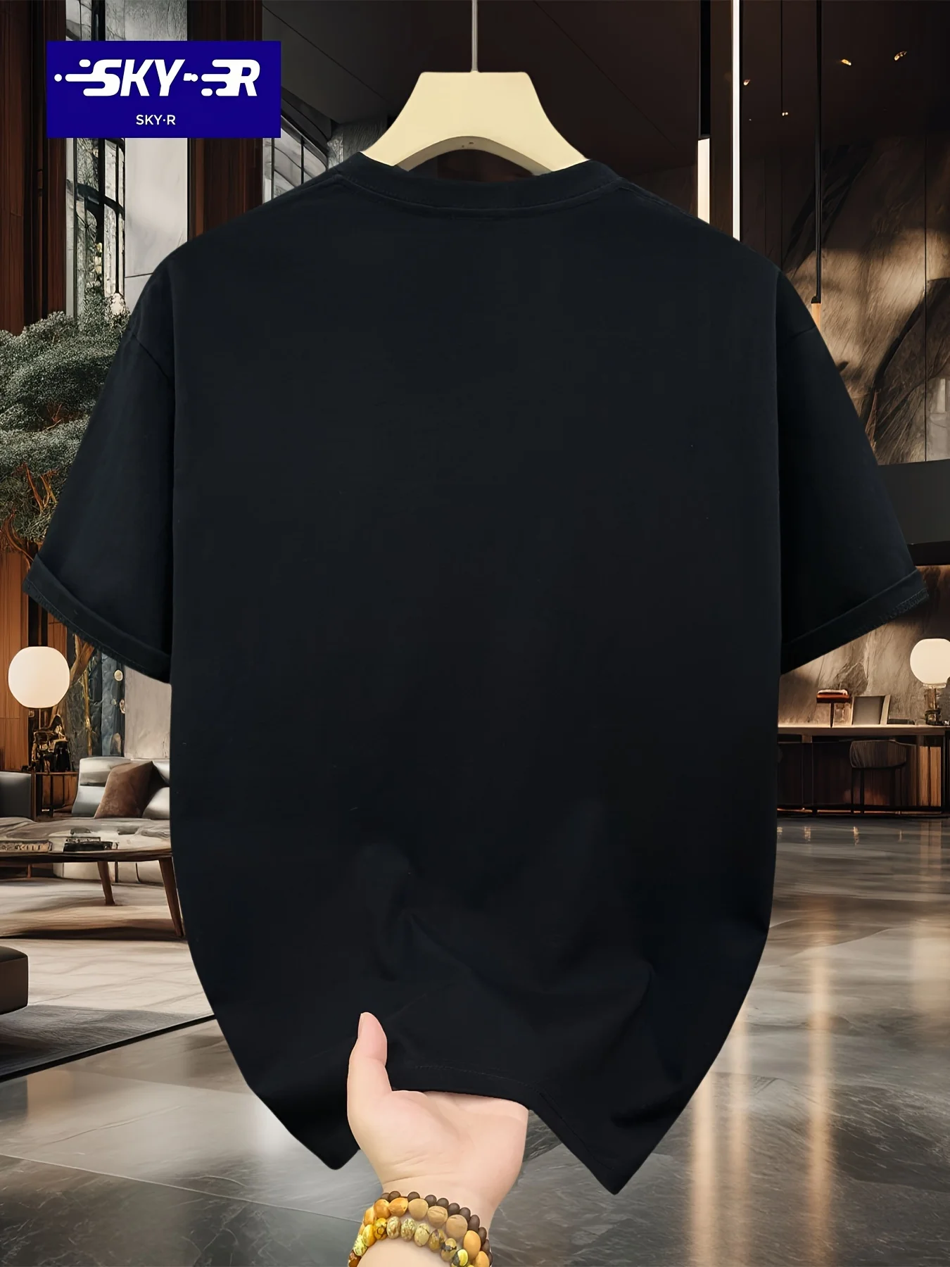 100% cotton men's casual loose T-shirt breathable fashion pattern printed short sleeved round neck top