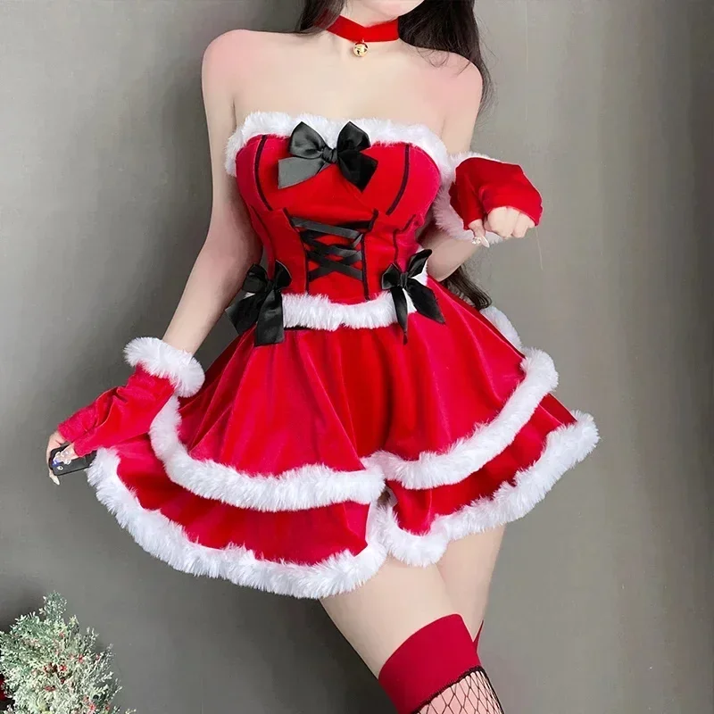 Nuevas mujeres Sexy disfraces de Navidad vestido Cosplay traje de Papá Noel Navidad Sexy señora vestido de invierno conejito niñas uniforme vestir